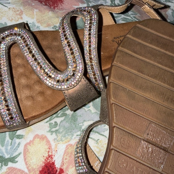 Patrizia Luca Tan Sandals with Rhinestone Accents - Picture 9 of 9